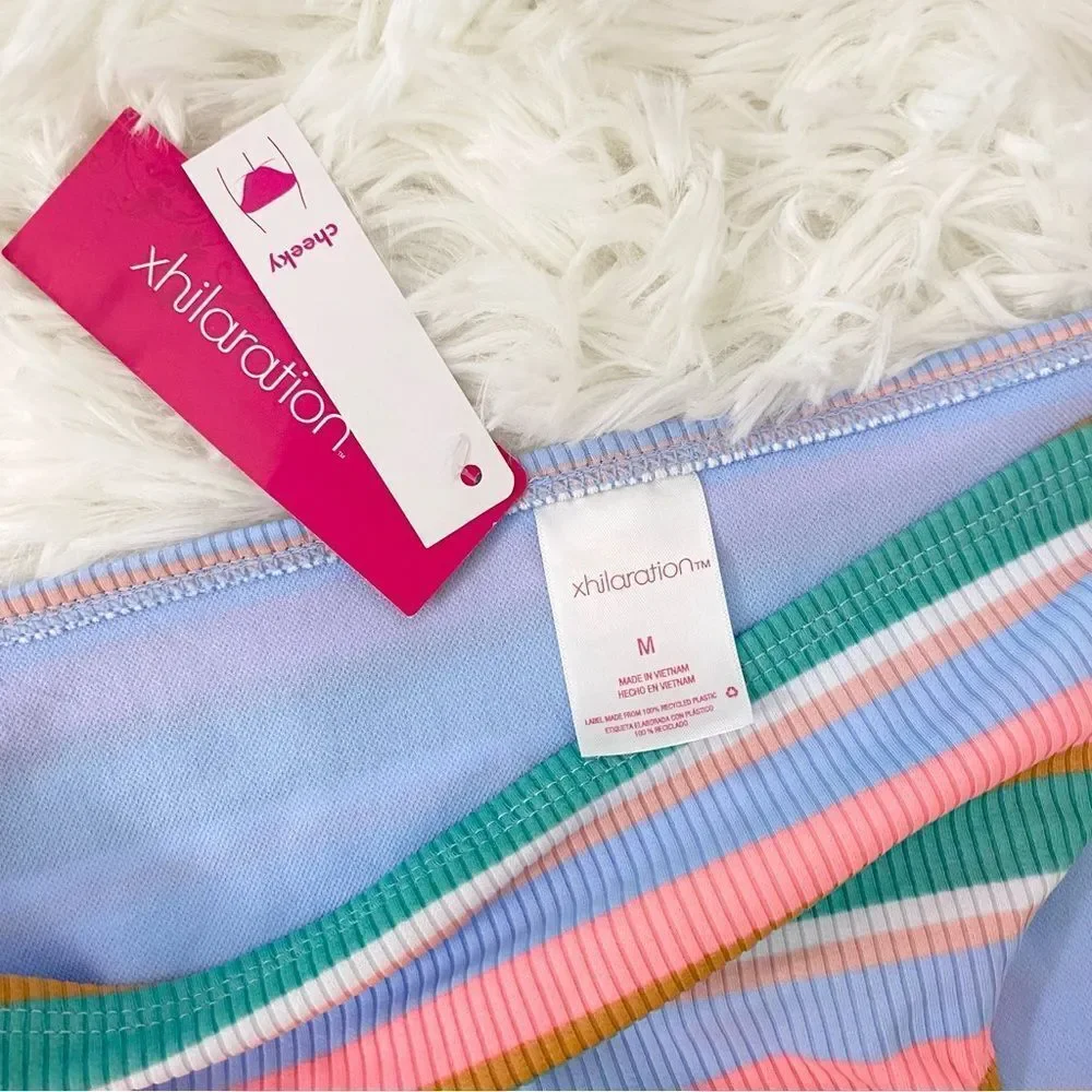 Multicolor Striped Cheeky Bikini Bottom